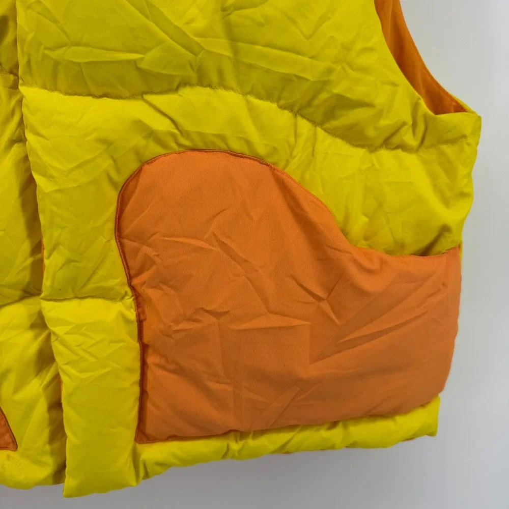 ERL Venice Beach Mens Wavy Puffer Vest Yellow Orange Down Filled ERL03C004 M